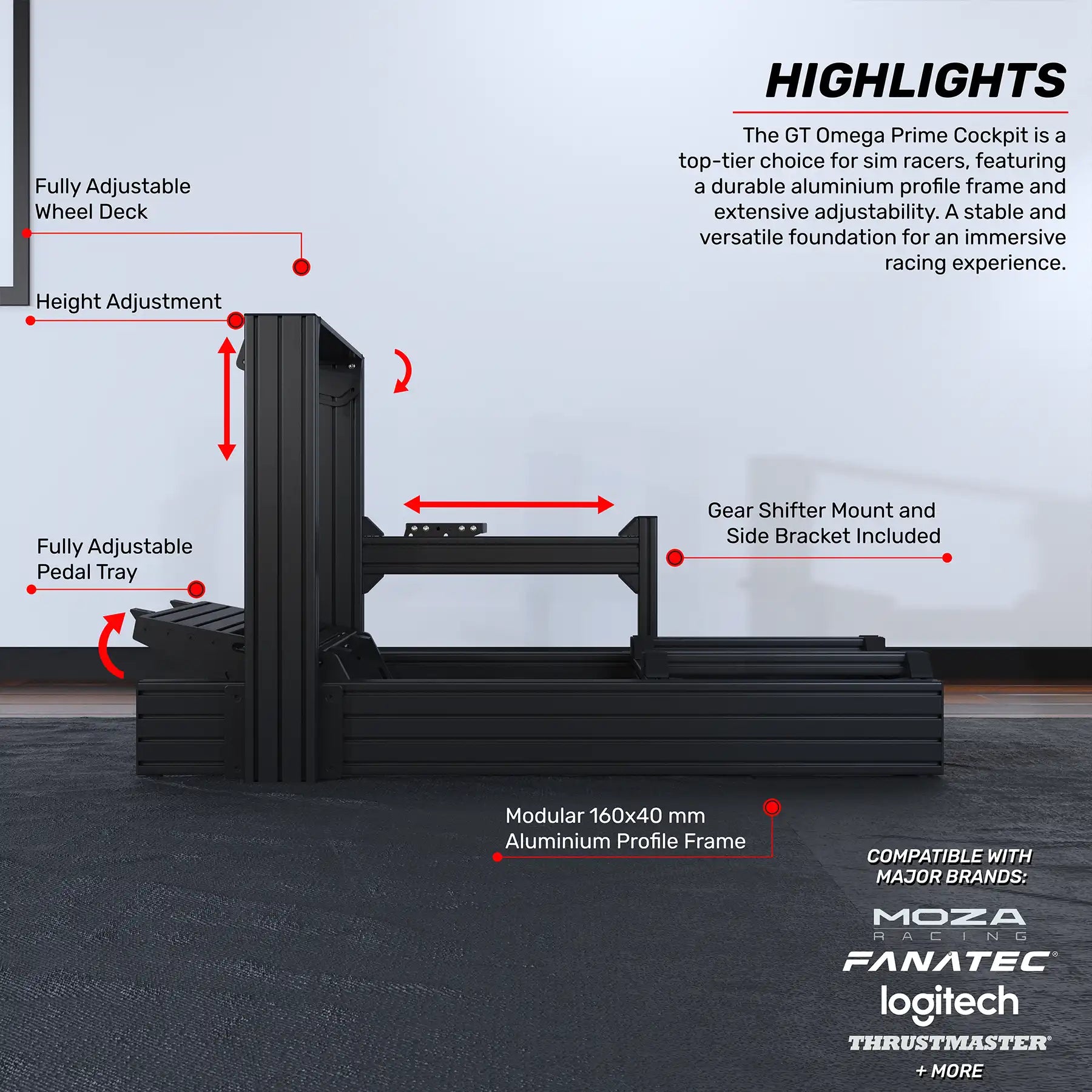 PRIME Cockpit Aluminium Profile Cockpit for Sim Racing | GT Omega – GT ...